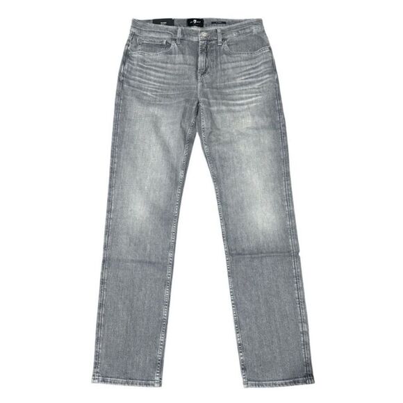 7 For All Mankind Gray STRETCH TEK SLIMMY Straight Jeans Classic Style Men’s 33 - Picture 1 of 14